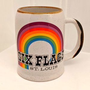 Vintage Six Flags Over St. Louis Rainbow Large Ceramic Coffee Beer Mug